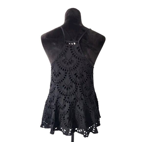 Free People Tops Intimately Free People Starry Eyelet Sheer Black Tank sz XS EUC - Picture 4 of 6